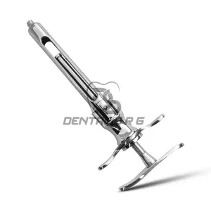 Stainless Steel Self-Aspirating Dental Syringe with Flat Wing Grip