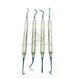 Dental Composite Filling Instrument Blue Titanium Coated Restorative Kit 4 Pcs