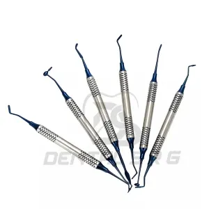 Titanium-Coated Dental Filling Instruments Set, Blue - Stainless Steel (6 Pieces)
